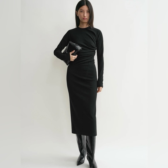 Toteme Twisted Jersey Midi Dress Elegant Black Dress Sz S 690$ - Picture 5 of 13